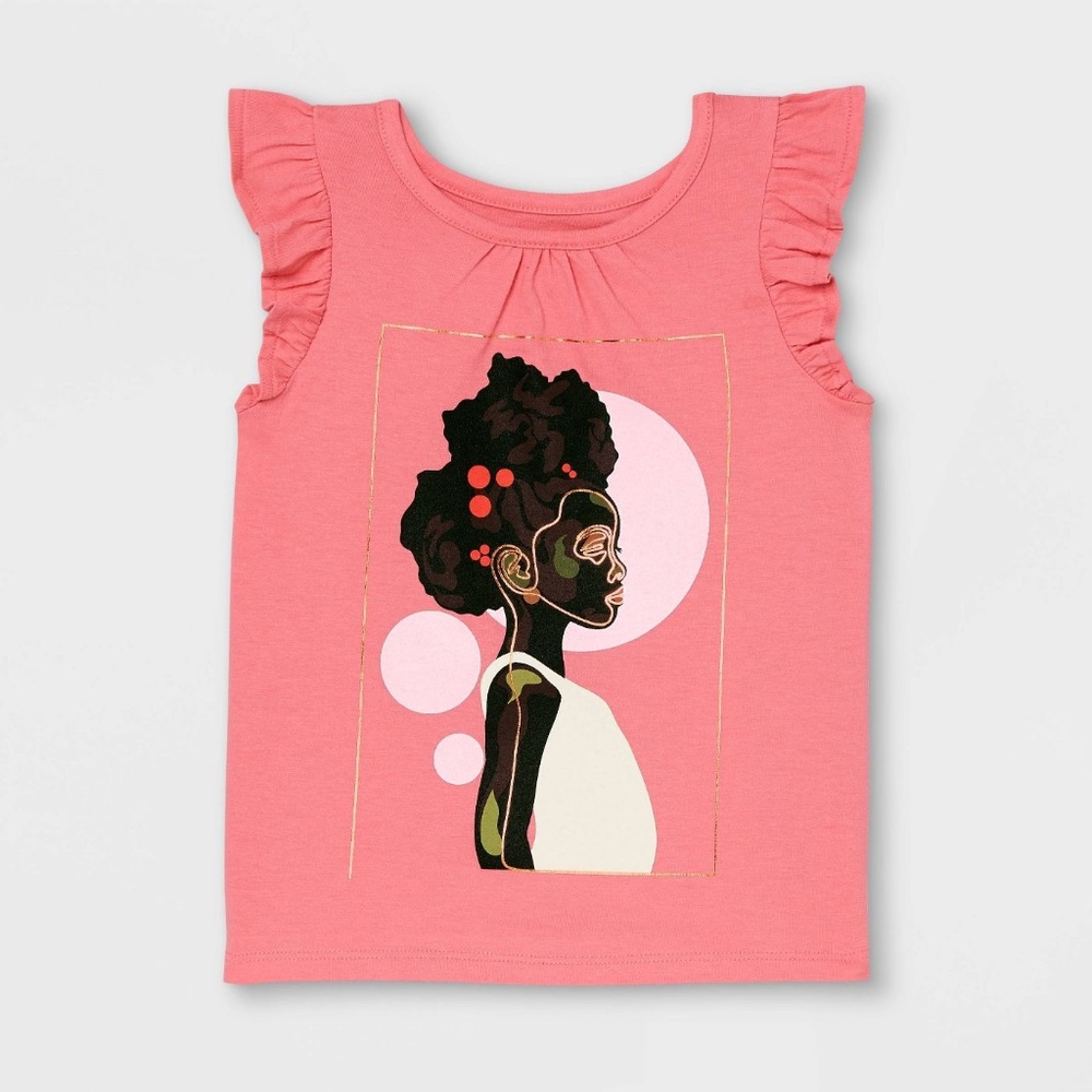 Black History Month Toddler Girls' Beautiful Girl Ruffle Sleeveless T-Shirt  NWT